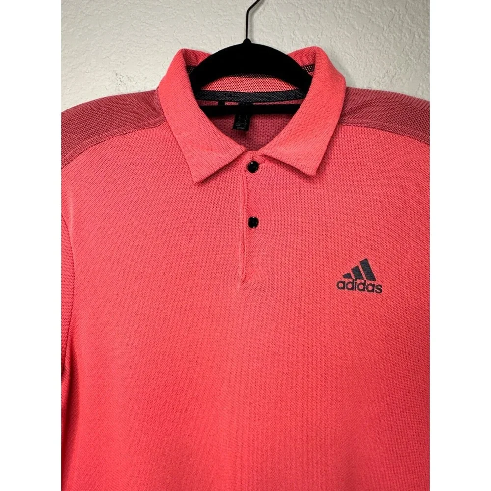 ADIDAS AeroSport Flash Red Black Polo Golf Shirt Short Sleeve FJ9914 Mens Medium